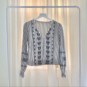 Geo Embroidered Lace Blouse